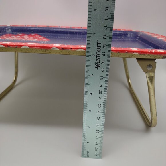 Vintage Denim Blue Jeans Red Bandana Rectangular Folding Metal Tin TV Tray, READ - Picture 16 of 16